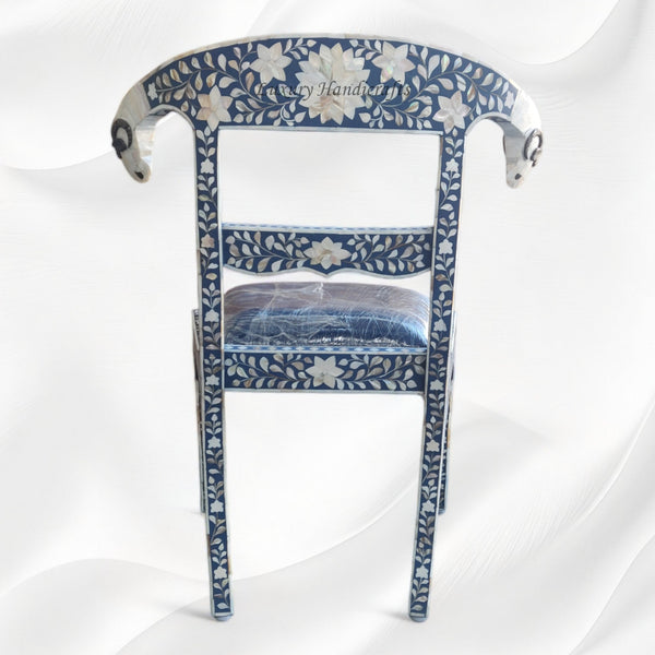 MOP Inlay Floral Rams Head Chair Blue 4