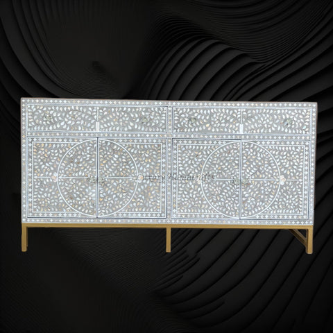 MOP Inlay Scroll Vine Buffet Grey