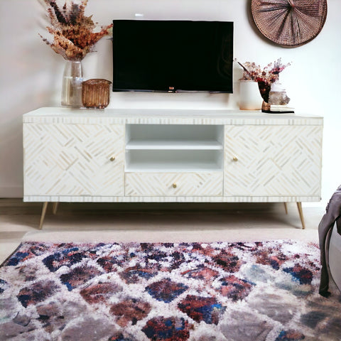 Madeline Bone Inlay Media Cabinet White