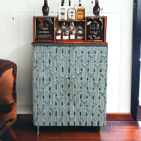 Midtown Bone Inlay Bar Cabinet Black