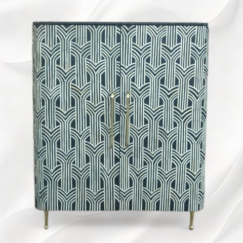 Midtown Bone Inlay Bar Cabinet Black