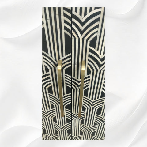 Midtown Bone Inlay Bar Cabinet Black