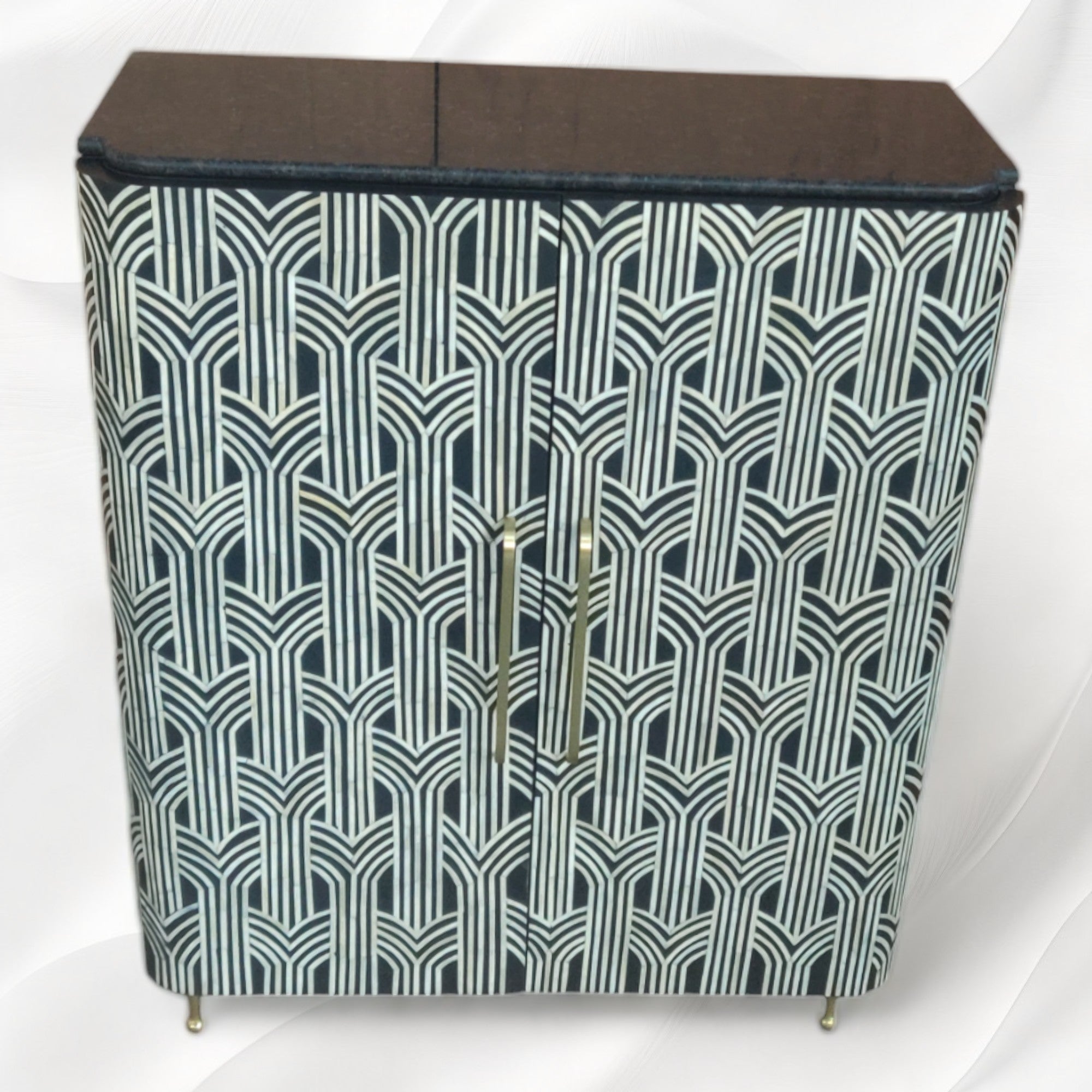 Midtown Bone Inlay Bar Cabinet Black