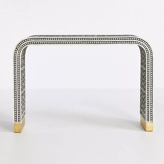 Moroccan Inlay Waterfall Console Table Black