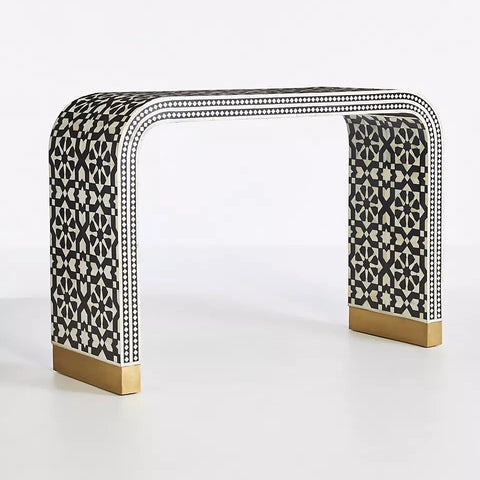 Moroccan Inlay Waterfall Console Table Black