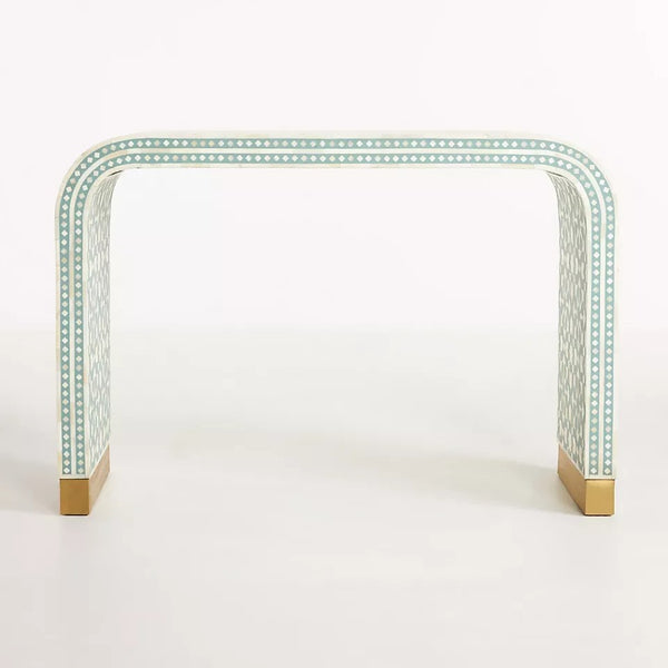 Moroccan Inlay Waterfall Console Table Green