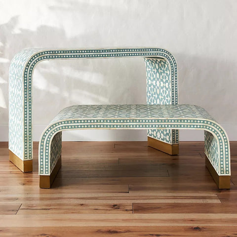 Moroccan Inlay Waterfall Console Table Green