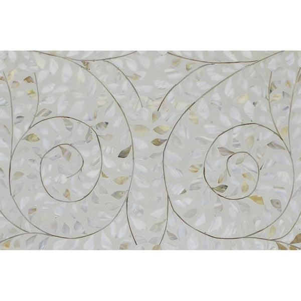 Mother Of Pearl Inlay Floral 3 Drawer Bedside Ivory