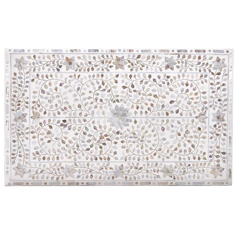 Mother Of Pearl Inlay Floral Coffee Table White