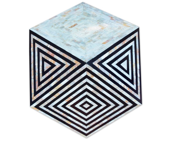 Black Mother Of Pearl Inlay Octagonal Side Table