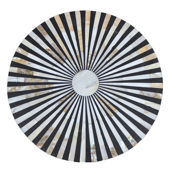 Mother Of Pearl Inlay Stripe Side Table Black