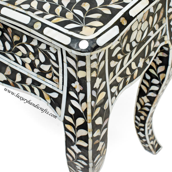 Mother Of Pearl Curved Long Leg Side Table Black