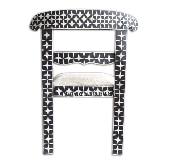 Mother Of Pearl Inlay Star Design Chair Black