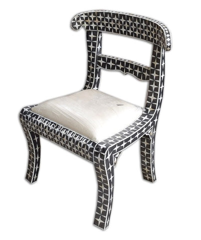 Mother Of Pearl Inlay Star Design Chair Black