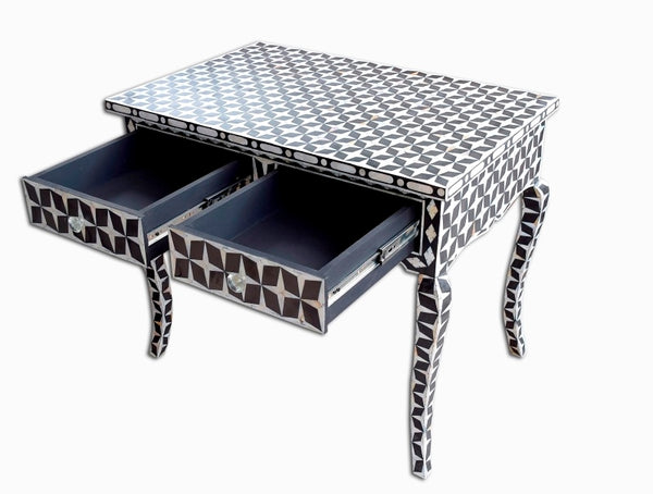 Mother Of Pearl Inlay Star Design Desk Black