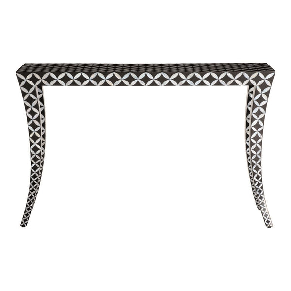 Mother Of Pearl Curved Leg Console Star Design Black