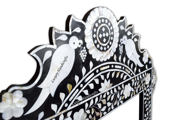 Black Mother Of Pearl Inlaid Parrot Mirror