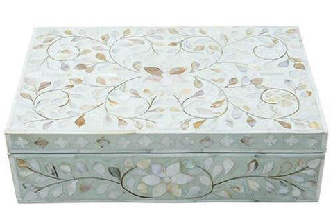 Mother Of Pearl Inlay Floral Box Sage