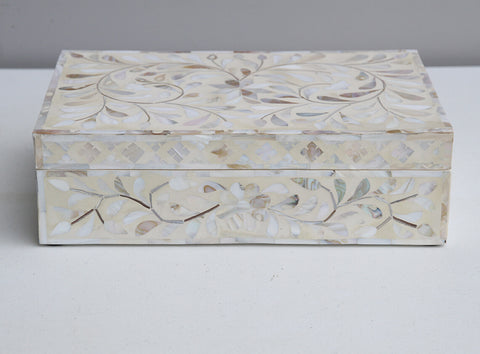 Mother Of Pearl Inlay Floral Box Ivory