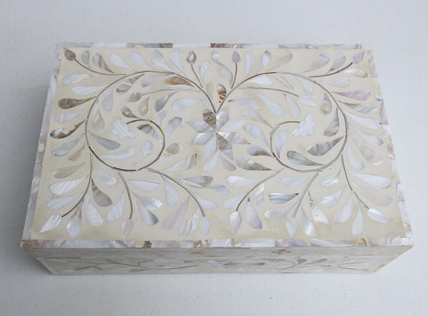 Mother Of Pearl Inlay Floral Box Ivory