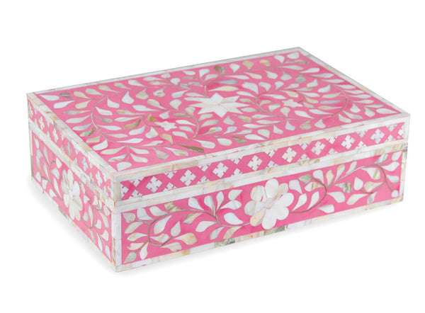 Mother Of Pearl Inlay Floral Box Pink