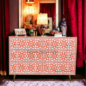 MOP Inlay Moroccan 6 Drawer Chest Orange