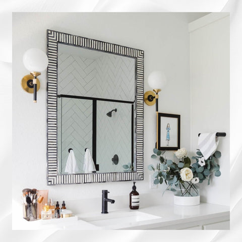 Nala Bone Inlay Striped Mirror Grey