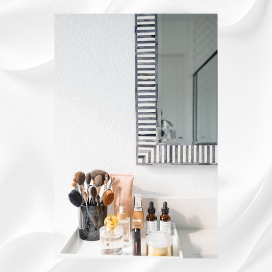 Nala Bone Inlay Striped Mirror Grey