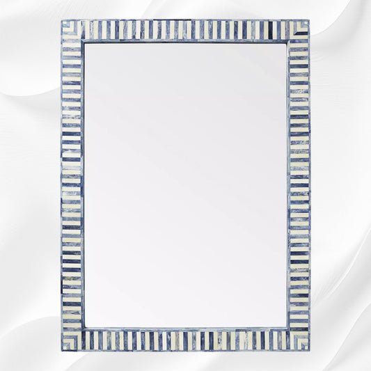 Nala Bone Inlay Striped Mirror Blue