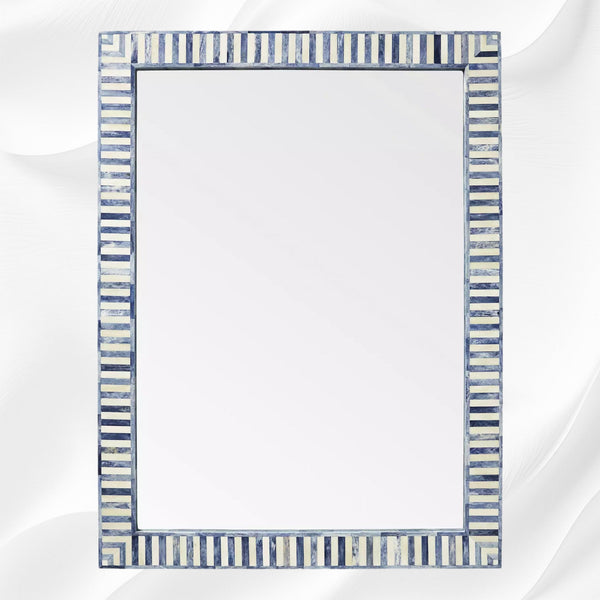 Nala Bone Inlay Striped Mirror Blue