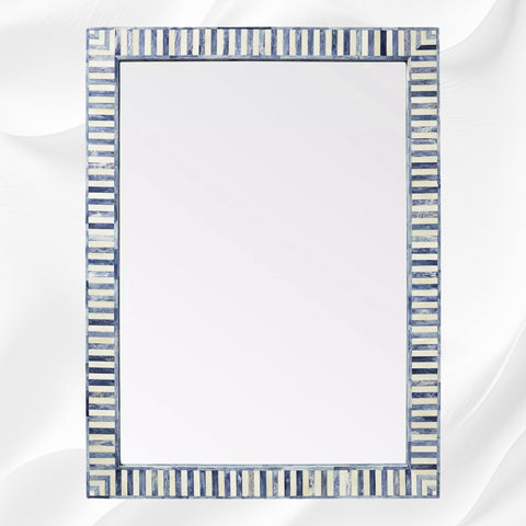 Nala Bone Inlay Striped Mirror Blue