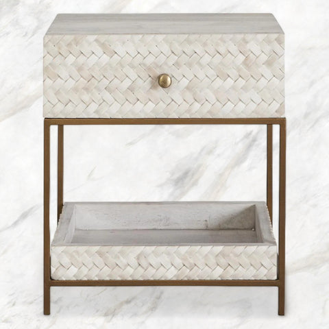 Nora Herringbone Bone Inlay Bedside