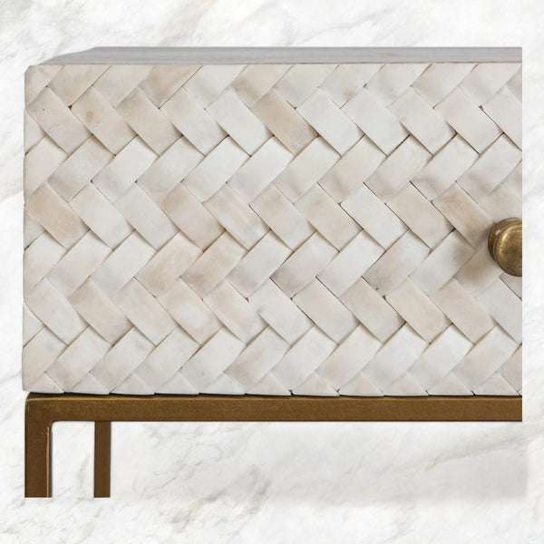 Nora Herringbone Bone Inlay Bedside