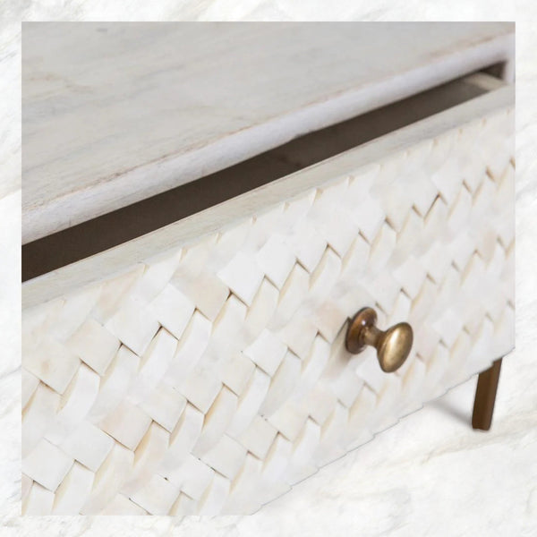Nora Herringbone Bone Inlay Bedside