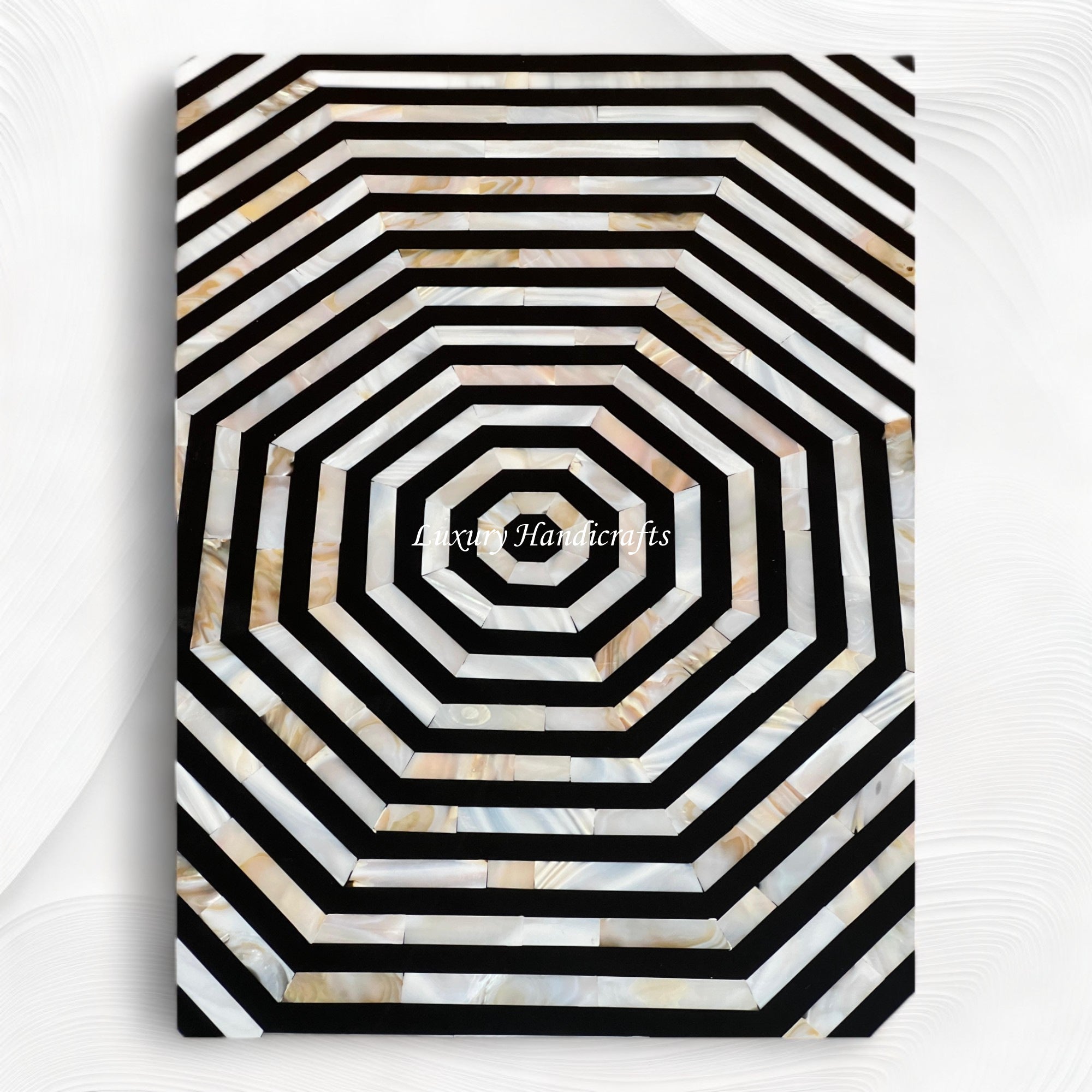 Octagonal MOP Inlay Coffee Table Black 2