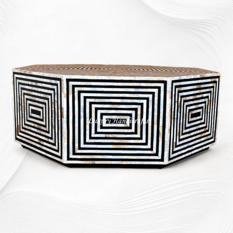 Octagonal MOP Inlay Coffee Table Black 1
