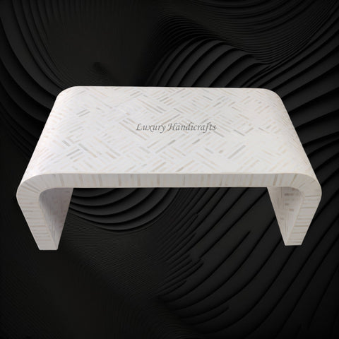 Optical Waterfall Bone Inlay Coffee Table White 5