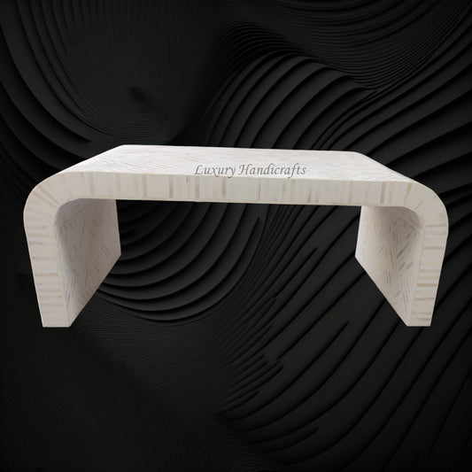 Optical Waterfall Bone Inlay Coffee Table White 1
