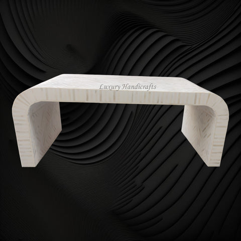 Optical Waterfall Bone Inlay Coffee Table White 1