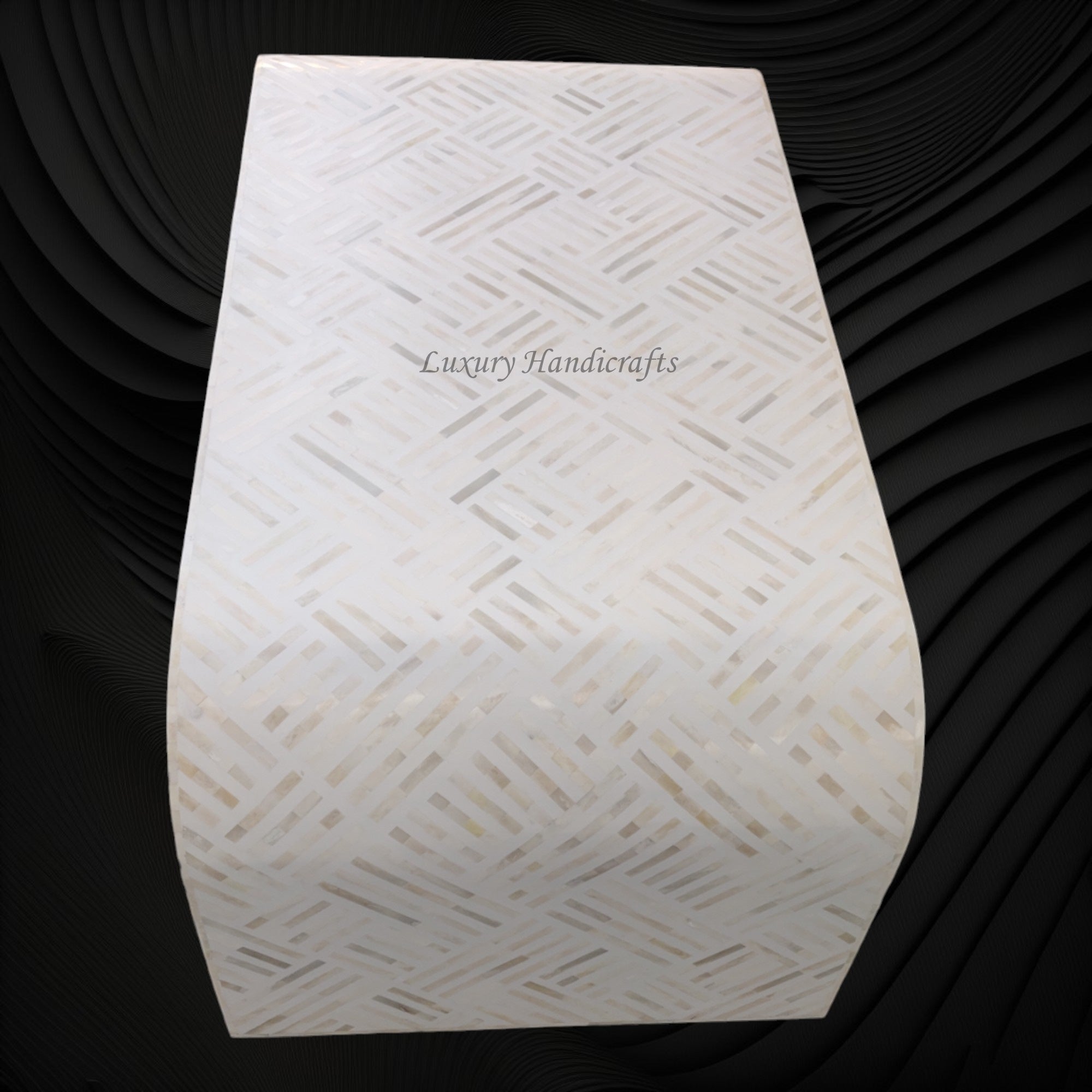 Optical Waterfall Bone Inlay Coffee Table White 3