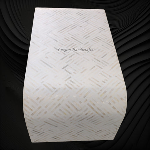 Optical Waterfall Bone Inlay Coffee Table White 3