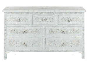 Pale Blue Mother Of Pearl Inlay Chest Of 7 Drawers Large