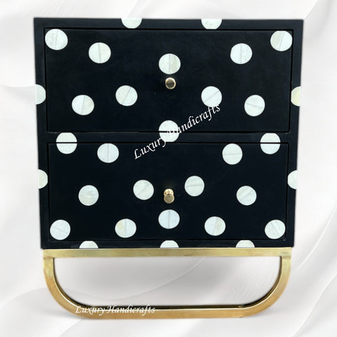 Polka Dot Bone Inlay Bedside Black