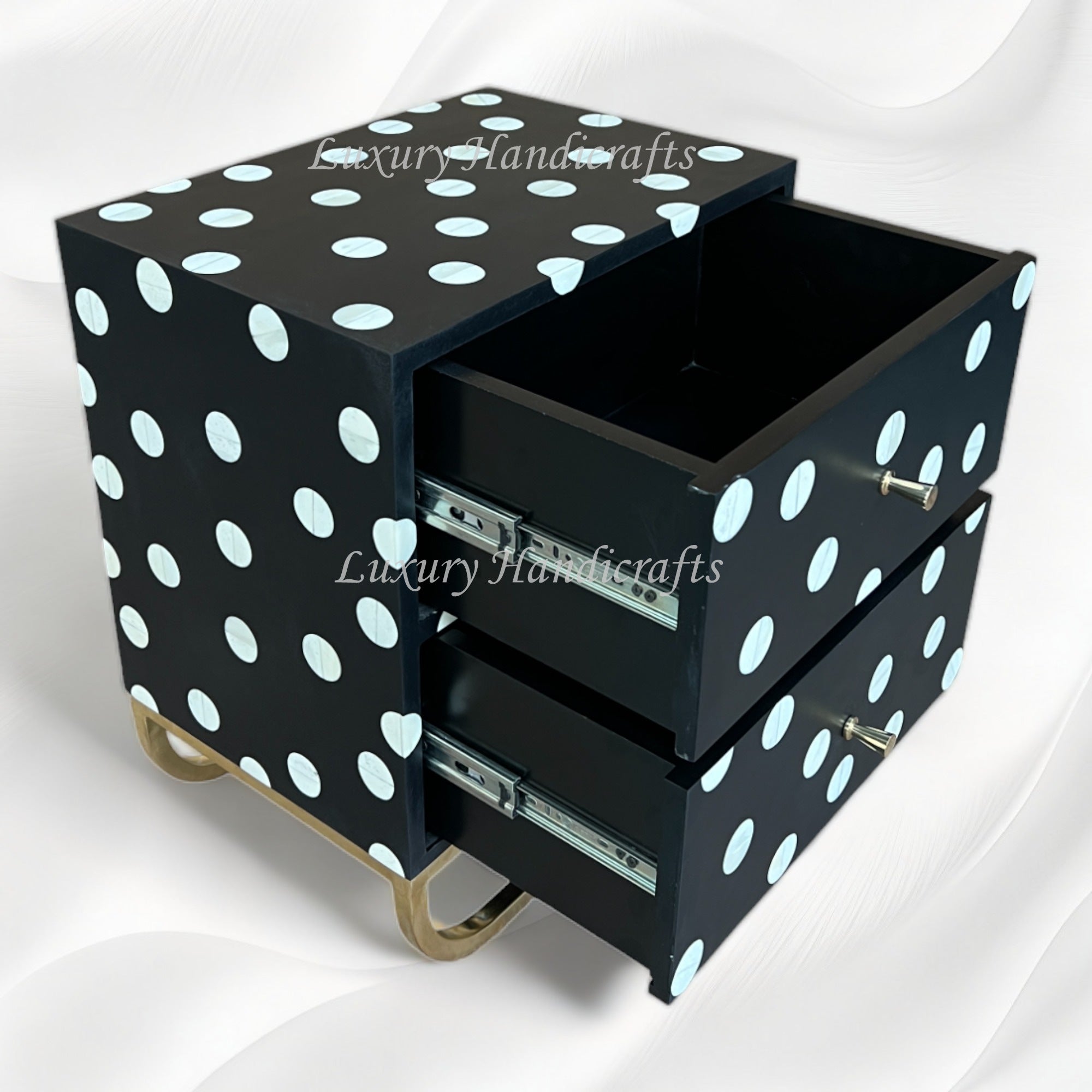 Polka Dot Bone Inlay Bedside Black