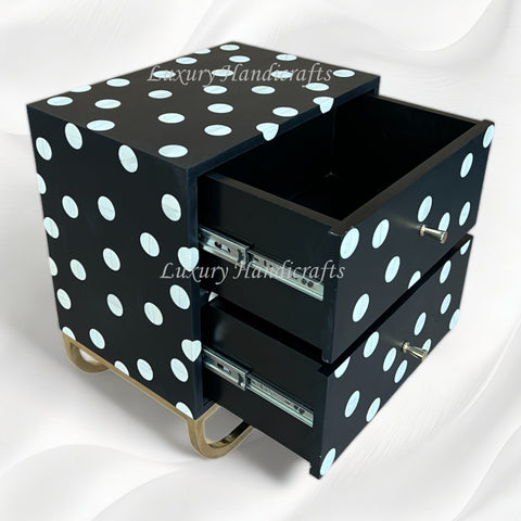 Polka Dot Bone Inlay Bedside Black
