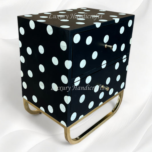 Polka Dot Bone Inlay Bedside Black