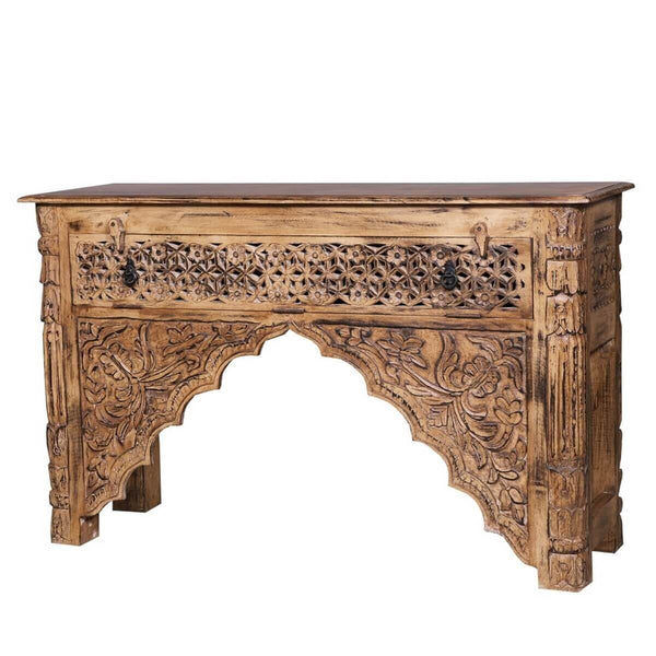 Mango Wood Traditional Hand Carved Console Table