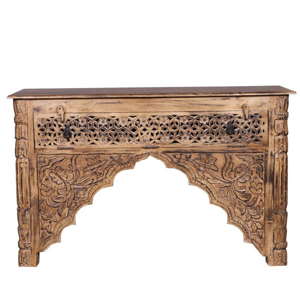 Mango Wood Traditional Hand Carved Console Table