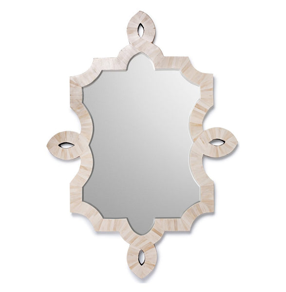 Hollywood Regency Natural Bone Inlay Wall Mirror