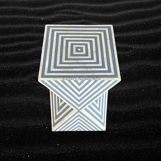 Riley Bone Inlay Side Table Grey